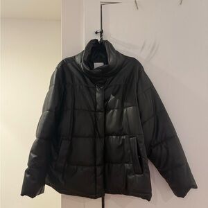 Avec Les Filles faux leather puffer